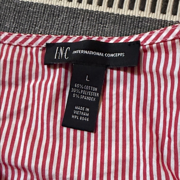 INC International Concepts Red Striped Blouse - Picture 4 of 4